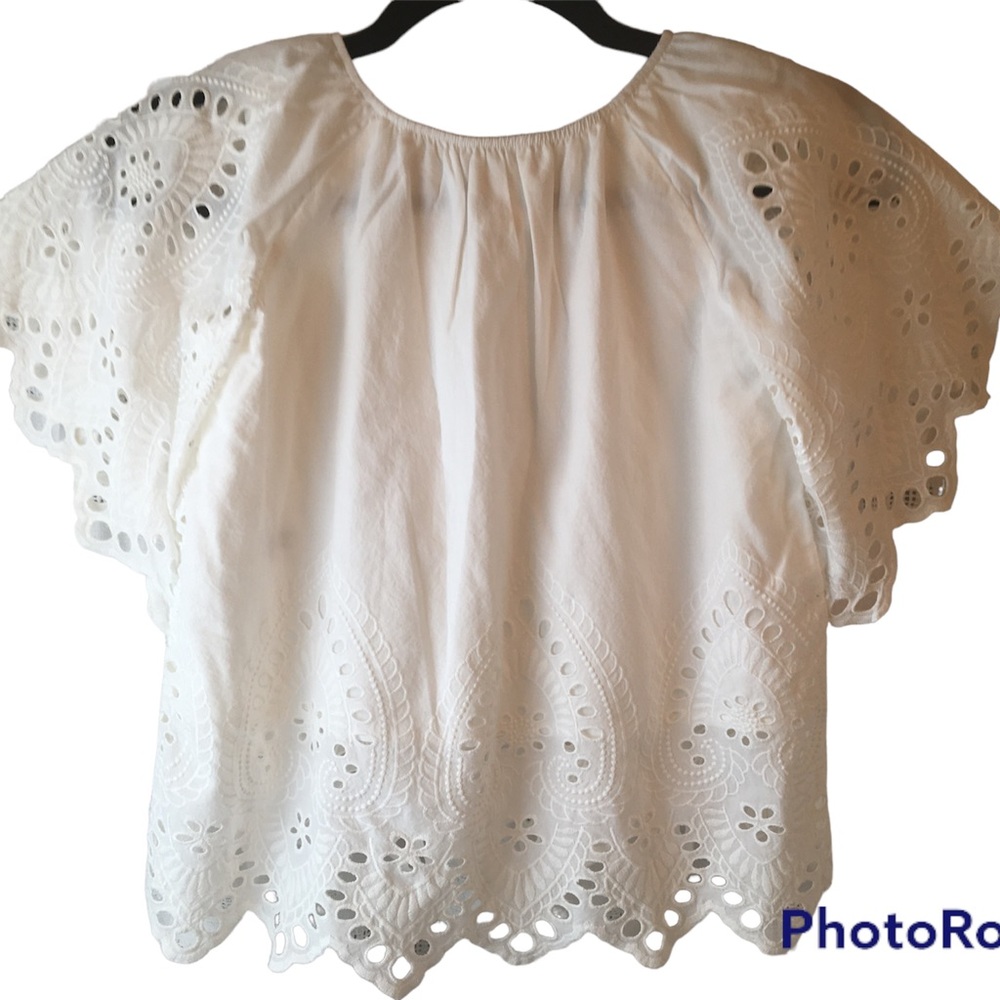 Cat and Jack Girls White Eyelet Blouse